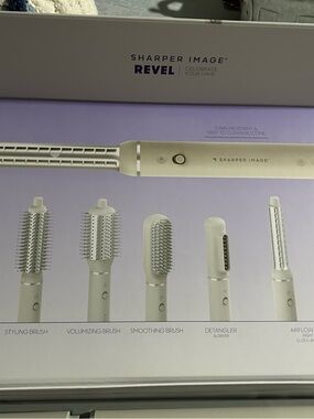 Sharper Image Revel Multi-Attachment Hair Styler - White & Silver